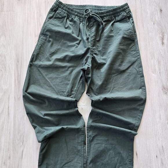 Vans | Range Elastic hunter green canvas straight leg drawstring pants | MENS M - Picture 1 of 9